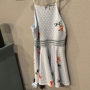 City Studio Blue and White Halter Sundress